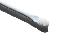 Professional makeup brush with soft bristles shown in minimalist style against white background, casting subtle shadow, isolated for cosmetic and beauty designs.