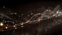 Abstract glowing light waves with bokeh effect on dark background, digital network concept for technology and communication.