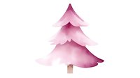 Pink watercolor Christmas tree with soft gradient effect and minimalist design on white background, isolated decorative element for holiday season projects.