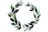 Watercolor olive branch wreath with deep green leaves on white background, circular botanical arrangement for wedding stationery and celebrations.