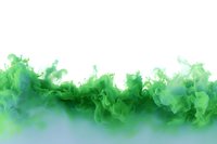 Vibrant green and turquoise smoke effect creating dynamic abstract shapes against white background, isolated design element for creative projects and overlays.