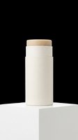 Cream stick deodorant with natural wood cap isolated on transparent background, ready for cosmetics packaging design, product mockups, beauty branding, sublimation, and print-on-demand applications.