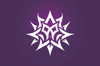White geometric star shape with sharp pointed edges and intricate tribal style design on dark purple background, isolated element for logo and graphic design.