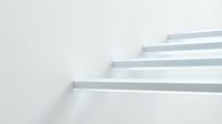 Minimalist staircase with clean lines and soft shadows on white wall, isolated design element for modern interior concepts and architectural presentations.