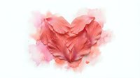 Delicate pink feathers arranged in heart shape with soft watercolor background for romantic designs, wedding invitations, and love-themed projects.