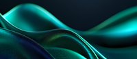 Elegant turquoise silk fabric waves creating smooth curves and gentle folds against dark background, luxury textile with metallic sheen and flowing movement.