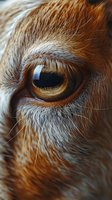 Extreme macro close-up of a dog's eye showing intricate detail of amber iris, eyelashes, and ginger fur texture. Perfect for veterinary, pet care, or animal photography projects.