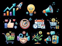 Startup business growth icons set isolated on transparent background, ready for t-shirt design, clipart, stickers, print-on-demand products and sublimation projects.