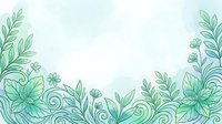 Botanical line art border with hand-drawn green foliage, leaves, and decorative swirls on isolated white background, ready for design projects, invitations, and stationery.