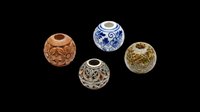 Decorative craft beads set isolated on transparent background, ready for T-shirt design, stickers, clipart, sublimation, and print on demand projects.