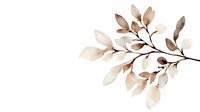 Delicate watercolor branch with brown and beige leaves on white background, botanical art style illustration for nature-inspired designs and wall decor.