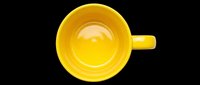 Bright yellow ceramic mug isolated on transparent background, ready for t-shirt designs, clipart, stickers, print-on-demand products, and sublimation projects.