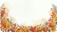 Autumn watercolor frame with fall leaves, berries and branches on light background for seasonal greeting cards, invitations and decorative designs.