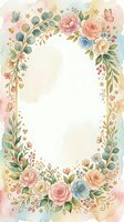 Watercolor floral frame with roses, peonies, and eucalyptus on isolated white background. Decorative border with butterflies and hearts, ready for invitations, cards, and design projects.