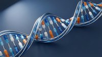DNA double helix structure with colorful genetic code sequences for biotechnology research and molecular biology educational materials.