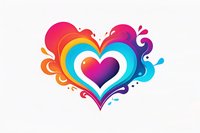 Vibrant rainbow heart shape with flowing liquid splash effects and swirling decorative elements on white background, suitable for Valentine's Day designs and love themes.