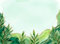 Watercolor green foliage border with gold accents on isolated white background, ready for invitations, cards, and design projects.