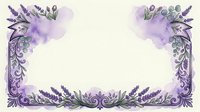 Lavender flowers and ornate purple flourishes frame a cream background with watercolor accents, creating an elegant border design suitable for invitations, greeting cards, and decorative layouts.