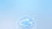 Glowing brain with cloud computing network connections on soft blue gradient background, representing artificial intelligence, data processing, and digital innovation.