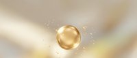 Golden sphere floating in luminous cream background with sparkling particles and soft light rays creating elegant luxury atmosphere for premium design.