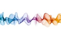 Colorful flowing smoke waves in blue, purple, red, and orange on white background, isolated abstract art for design use.