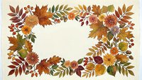 Autumn floral frame with colorful fall leaves, berries, and flowers on white background, isolated for seasonal design use.