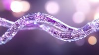 Purple digital wave with glowing particles and bokeh lights creating futuristic technology background for presentations and modern design projects.