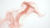 Flowing rose gold glitter powder dispersing and swirling through air against white background, creating elegant abstract cloud effect for design, cosmetics, and luxury branding projects.