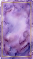 Watercolor purple gradient background with gold frame border, isolated on white for design projects, invitations, social media graphics, and digital artwork templates.