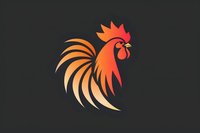 Stylized orange and red rooster head with flowing feathers and gradient effect on dark background, modern minimalist design for logo and branding applications.