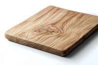 Olive wood cutting board with natural grain pattern and distinctive knot detail on white background, isolated for kitchen and culinary design projects.