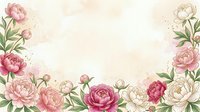 Elegant floral frame with pink and white peonies on soft beige background for wedding invitations, greeting cards and romantic design projects.