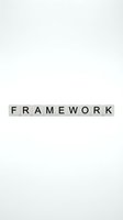 Wooden letter tiles spelling FRAMEWORK word on white background for business strategy and development concepts.