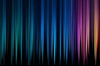 Vibrant vertical light streaks in blue, turquoise, purple and yellow gradient colors against black background create dynamic abstract pattern for modern design projects.