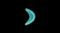 Teal glass crescent moon ornament with hanging string, isolated on transparent background, ready for holiday clipart, stickers, t-shirt design, and print on demand use.