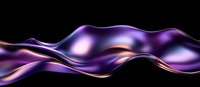 Flowing abstract purple and copper metallic waves create dynamic movement against black background, modern luxury design element for creative projects.