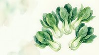 Fresh green bok choy vegetables watercolor illustration on white background for healthy cooking and organic food design projects.