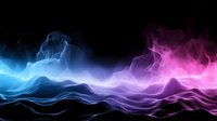 Ethereal blue and pink smoke waves flowing against black background create mesmerizing abstract pattern with smooth gradient transition between colors.