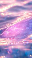 Magical pink and purple water surface with sparkling bokeh lights and reflections creating dreamy atmosphere for fantasy or romantic backgrounds.