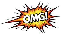 Comic book explosion burst with OMG text in bold letters, colorful pop art style speech bubble for graphic design projects and social media content.