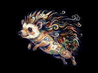 Colorful ornamental hedgehog with folk art patterns, isolated on transparent background. Great for stickers, t-shirt design, print on demand, and clipart.