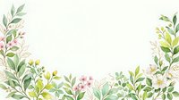 Watercolor floral frame with green leaves and pink flowers on cream background for wedding invitations, greeting cards and botanical designs.