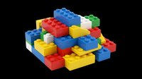 Colorful stacking building blocks in red, blue, yellow, and green isolated on transparent background. Ready for clipart, t-shirt design, print-on-demand products, stickers, and sublimation projects.