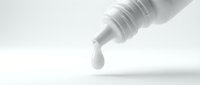 Liquid medicine or pharmaceutical solution dripping from dropper bottle on white background for healthcare and medical treatment concepts.