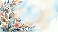 Watercolor botanical arrangement with muted earth tones and soft foliage elements on light background, suitable for wellness, nature, and lifestyle design projects.