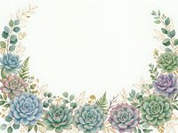 Watercolor succulent and eucalyptus wreath frame with pastel roses, ferns, and botanical elements on white background for wedding invitations and greeting cards.