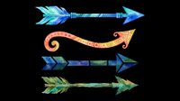 Colorful watercolor boho arrows set isolated on transparent background, ready for t-shirt design, stickers, clipart, sublimation, and print on demand projects.