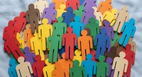 Colorful paper cutout figures representing diversity, teamwork and community unity. Multi-colored human silhouettes for social concepts and inclusion projects.