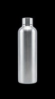 Stainless steel water bottle with screw cap isolated on transparent background, ready for t-shirt designs, clipart, stickers, and print-on-demand products.