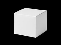 White square cardboard box mockup isolated on transparent background, ready for branding, packaging design, product presentation, stickers, and print on demand use.